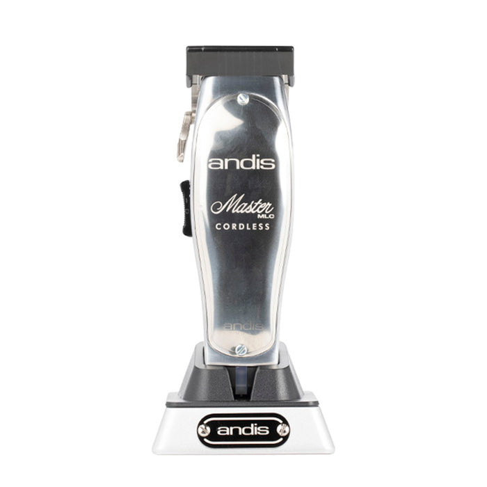 Andis Master Cordless Lithium Ion Clipper - Front View & Charging Stand