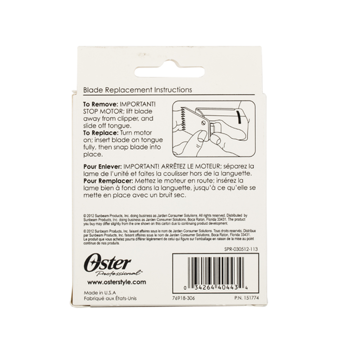 Oster - Detachable Blade Classic 76 AG - Back Packaging
