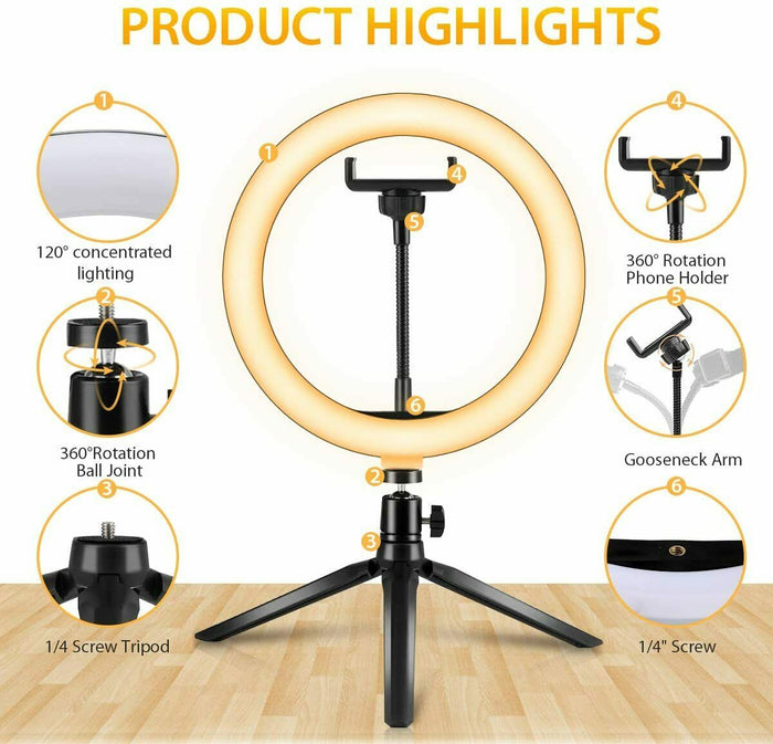 10" LED Ring Light with Tripod Stand