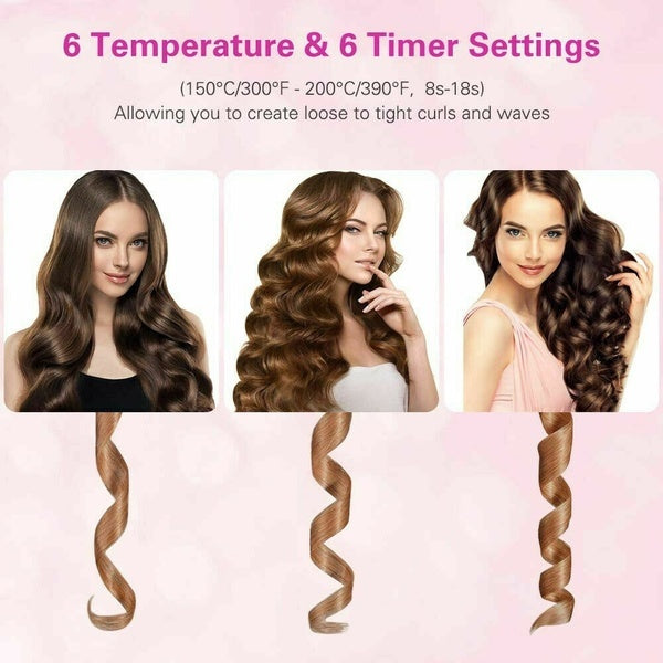 Cordless Automatic Rotating Hair Curler with LCD Screen