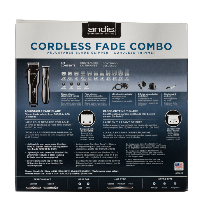 Andis - Cordless Fade Combo - Box Back