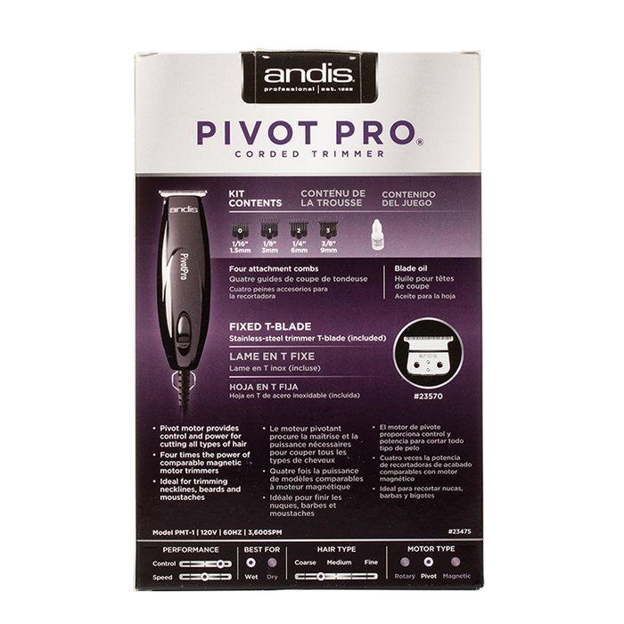 Andis - Pivot Pro - Corded Trimmer - Box Back