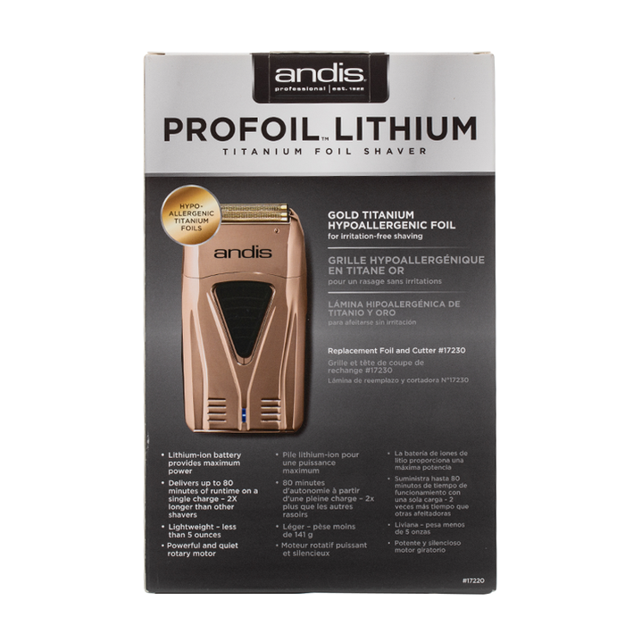 Andis Profoil Lithium Foil Shaver - Box Back