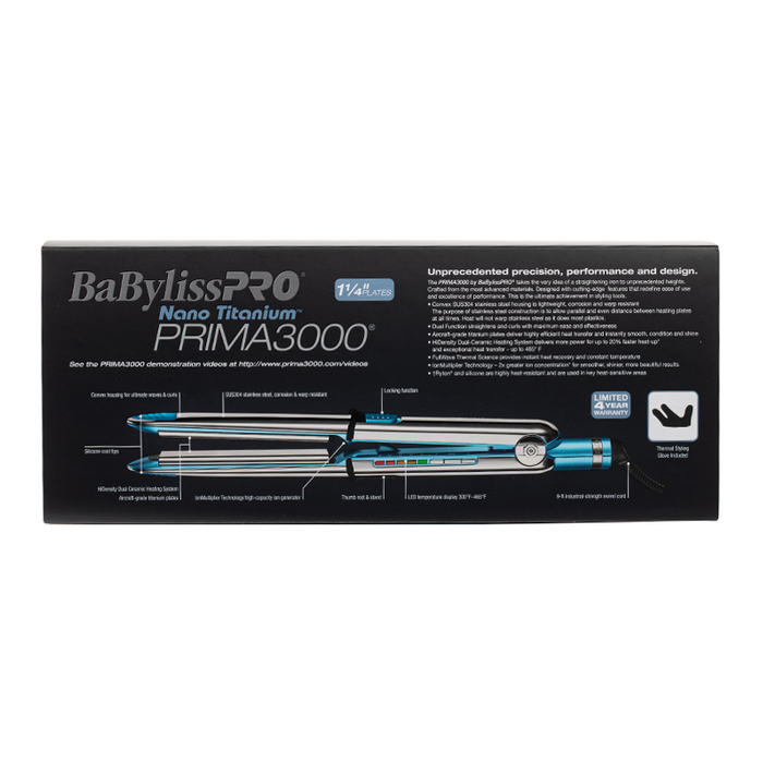 Babyliss - Nano Titanium Prima 3000 Ionic Straightener - Box Back