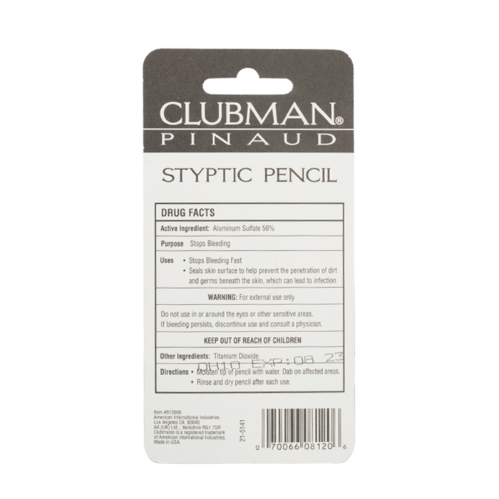 Pinaud-Clubman Styptic Pencil - Back