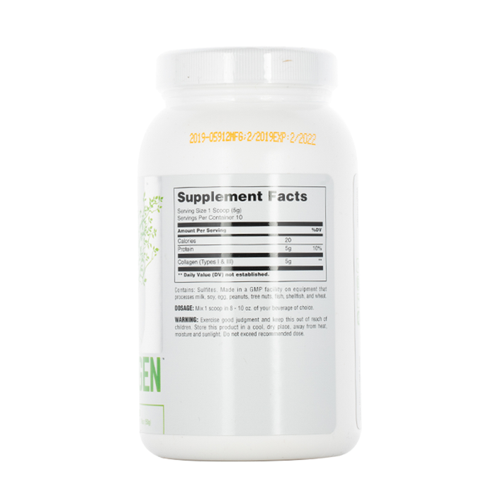 Universal Nutrition - Collagen Peptide Supplement Powder - Unflavored - 50Grams - Nutrition Label