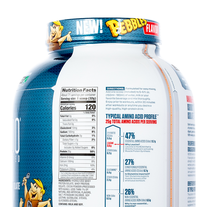 Dymatize - ISO 100 Hydrolyzed Whey Protein Isolate - Nutrition Label