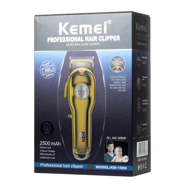 Kemei KM-1986 Hair Clippers Trimmer Kit - Box Front