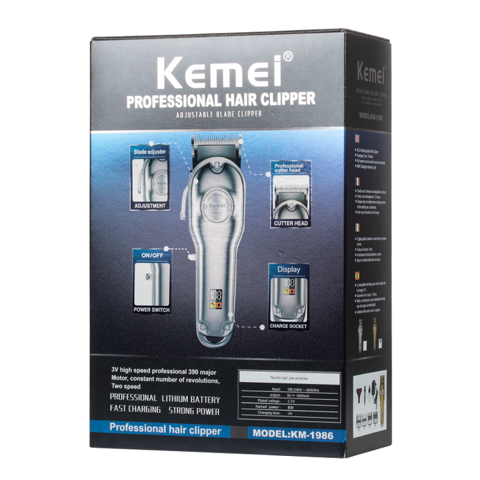 Kemei KM-1986 Hair Clippers Trimmer Kit - Box Back