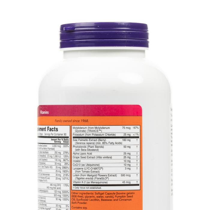 NOW Foods - Adam™ Men's Multi Vitamin Softgels - Nutritional Label 2