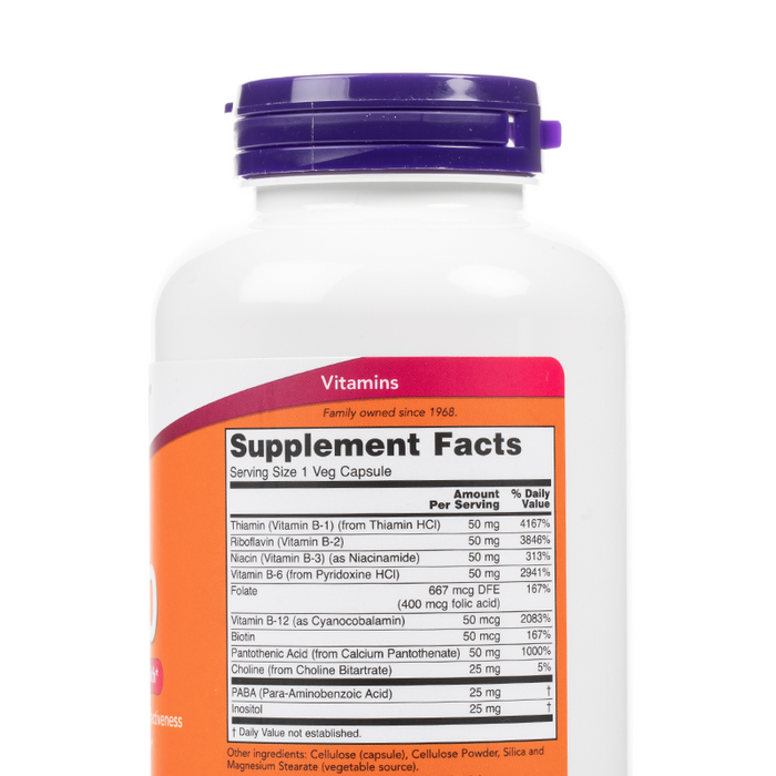 NOW Foods - Vitamin B-50mg Veg Capsules - Supplement Facts