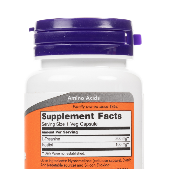 NOW Foods - L-Theanine Double Strength 200mg - Supplement Facts