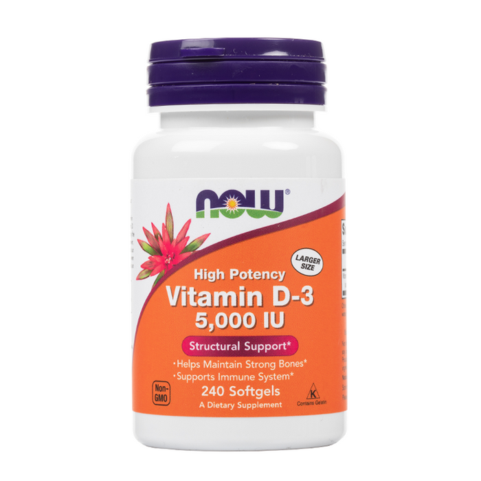 Now - High Potency Vitamin D-3 - Softgels - 5000IU - 240 Softgels