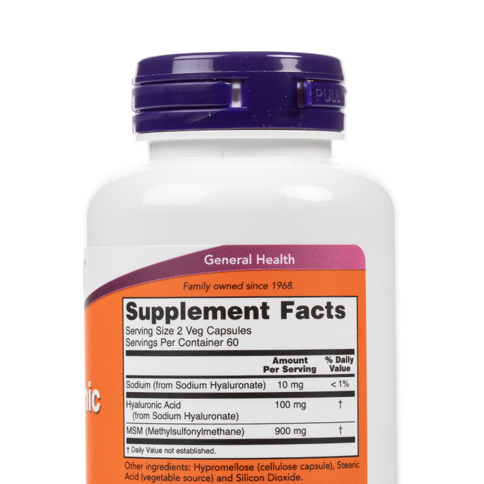 NOW Foods - Hyaluronic Acid with MSM - Supplement Facts