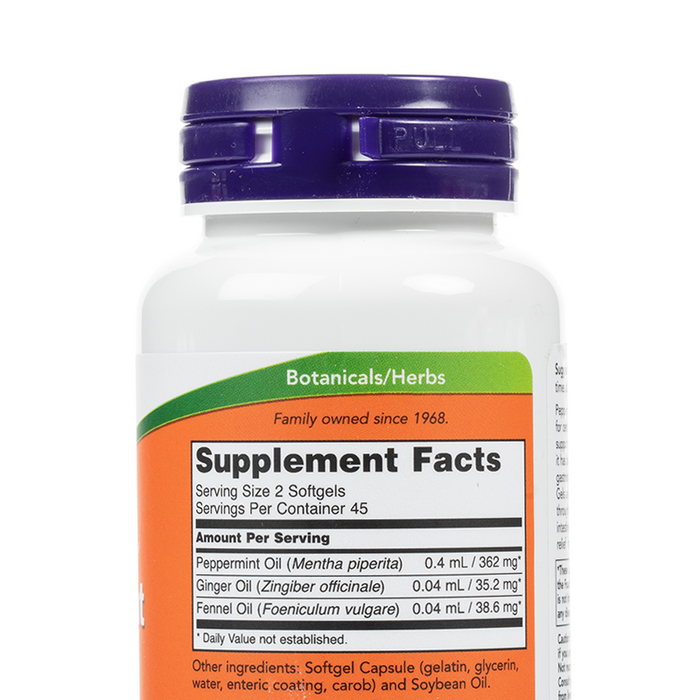 NOW Foods - Peppermint Gels Softgels - Supplement Facts