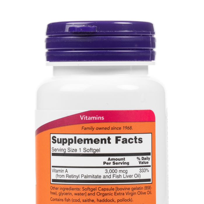 Now - Vitamin A - Softgels - Supplement Facts