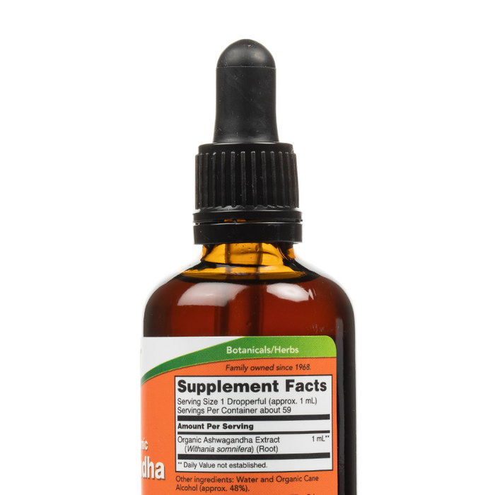 Now Foods - Ashwagandha Extract Liquid, Organic - Supplement Facts