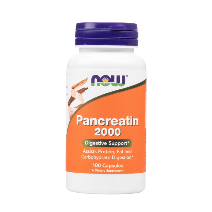 NOW Foods - Pancreatin 2000 Capsules - 100 Count Front