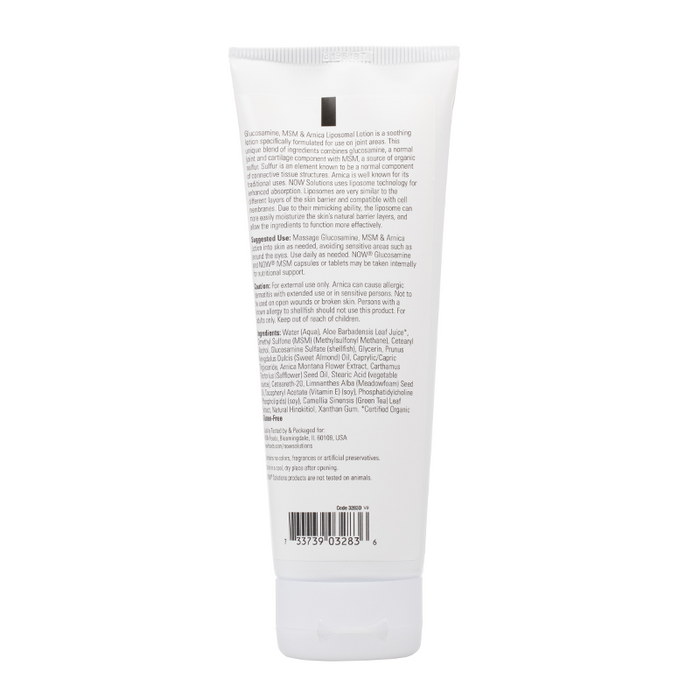 Now Solutions - Glucosamine MSM Arnica Liposome Lotion - Back