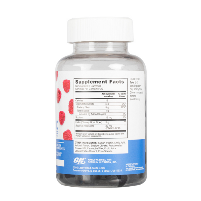 Optimum Nutrition Prebiotic + Probiotic Gummies - Bottle Back