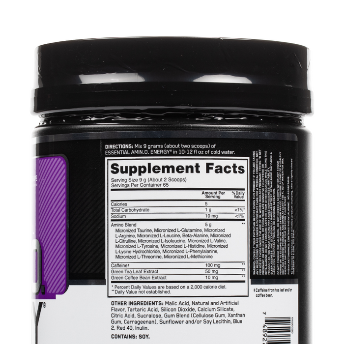 Optimum Nutrition - Essential Amino Energy - 65 Servings - Supplement Facts