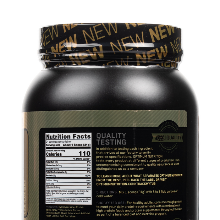Optimum Nutrition - Gold Standard 100% Isolate Protein - 24 Servings - Nutrition Facts