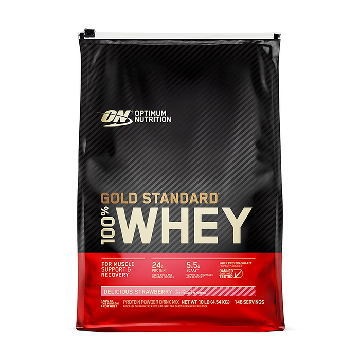 Optimum Nutrition - Gold Standard 100% Whey Protein - 10LB - Delicious Strawberry