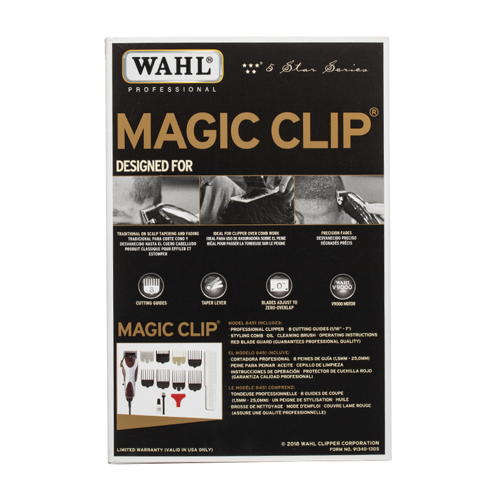 Wahl 5 Star Magic Clip Clipper - Box Back