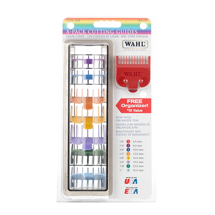 Wahl 8-Pack Color Coded Cutting Guides - Front View